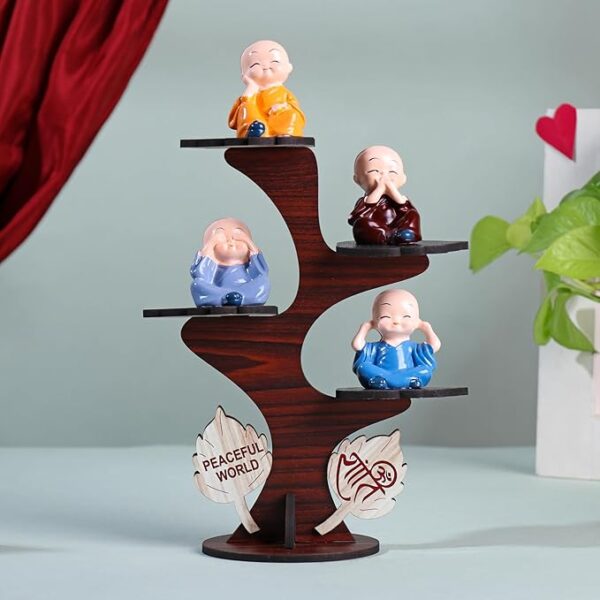 Adorable Buddha Monk Figurines With Wooden Stand - Duplicate - [#92]