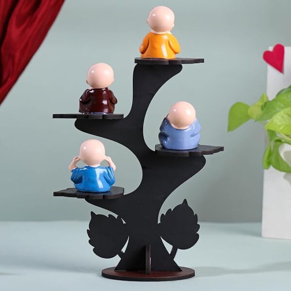 Adorable Buddha Monk Figurines With Wooden Stand - Duplicate - [#92]